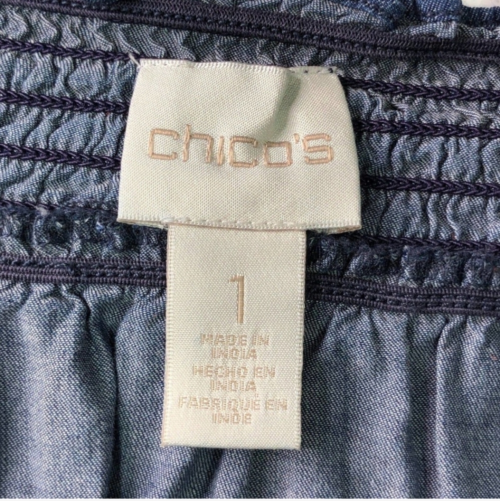 Chico's Denim Blue Smocked Top - Picture 5 of 7